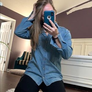 Express xs Denim boyfriend Button Down Soft